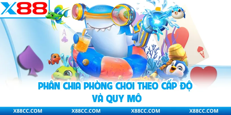 Phân chia phòng chơi theo cấp độ và quy mô